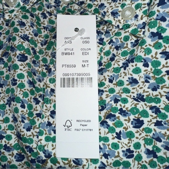 NWT J. Crew Tall Secret Wash Cotton Poplin Button Down Shirt Ellis Floral M T - Picture 6 of 7